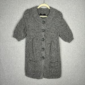 The Limited‎ Sweater Womens Medium Gray Wool Cardigan Tunic Dress Secretary Twee